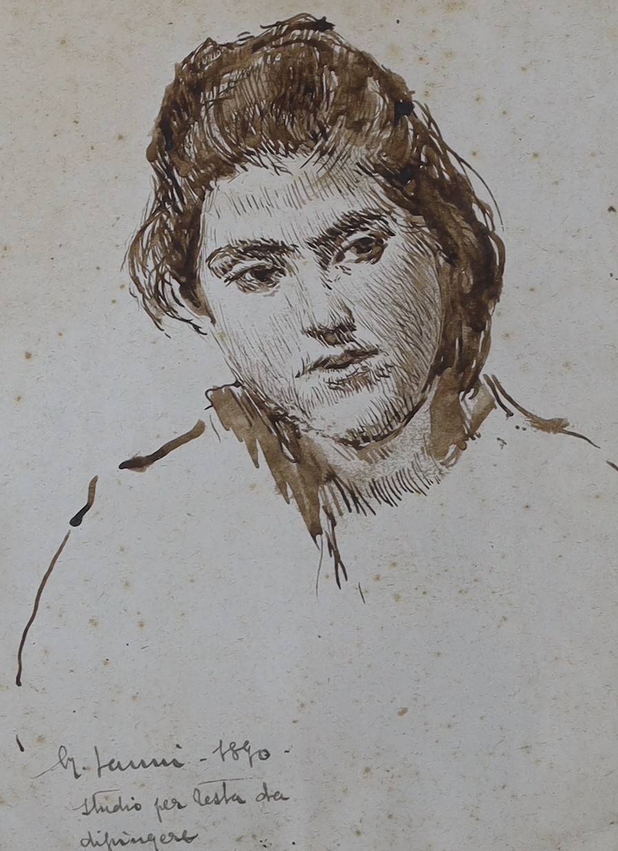 G. Janni (Italian), pen and ink, Sketch of a young woman, signed and dated 1890, 24 x 18.5cm